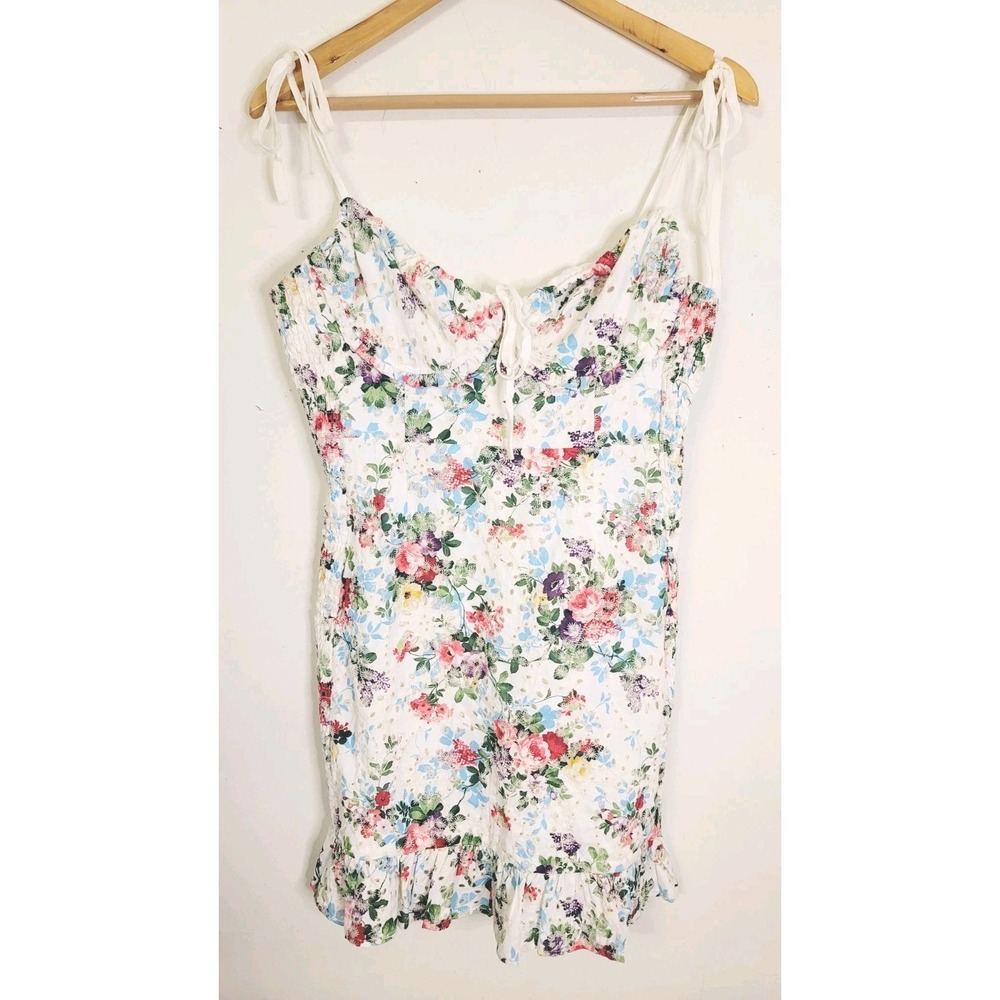 Urban Outtfiters SNDYS Eyelet Dress Size Large Floral Peasant Ruffle Corset* NWT